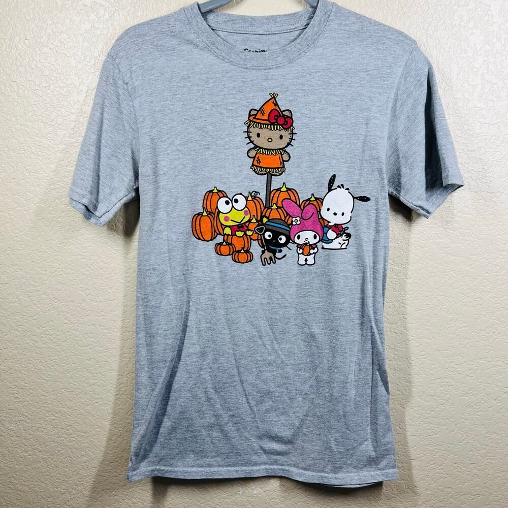 Hello Kitty Sanrio Tanaka Farms Pumpkin Youth Small Gray T-Shirt New 2017 Rare - Picture 8 of 8